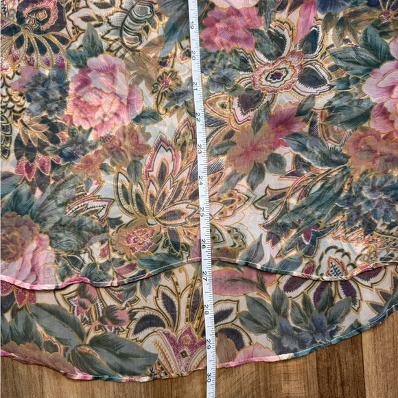 Vintage Gold Tag Victoria's Secret Floral Sheer Ruffle Poet Blouse Top w/Pearl - Picture 11 of 16